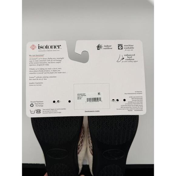 Isotoner Women’s Memory Foam Slippers Size 6.5–7 Red NWT Indoor Outdoor - Picture 2 of 3
